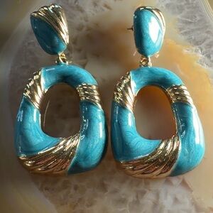 Elegant Gold and Turquoise Earrings